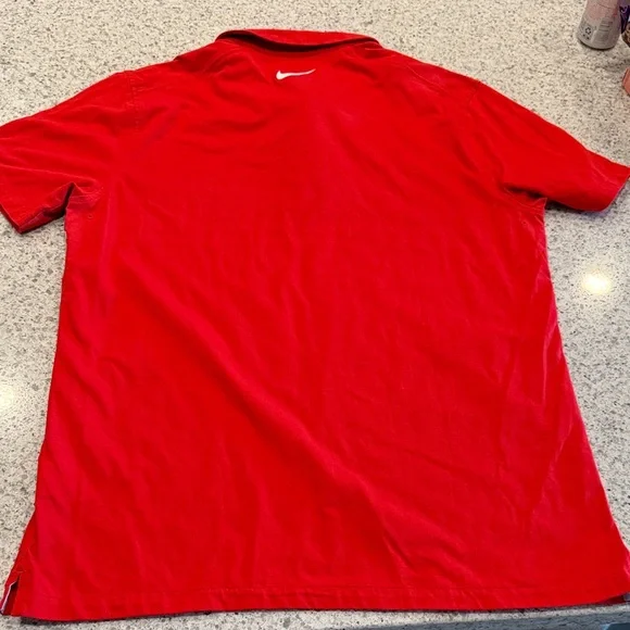 Nike Standard Fit Men’s Large Red and Navy Striped Polo Cotton - Picture 7 of 8